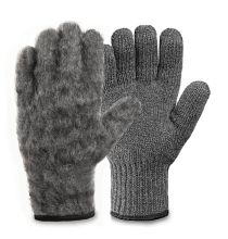 Двойные шерстяные перчатки с внутренним начёсом (70% шерсть + 30% акрил), по ГОСТу с маркировкой, серые, до -25°С